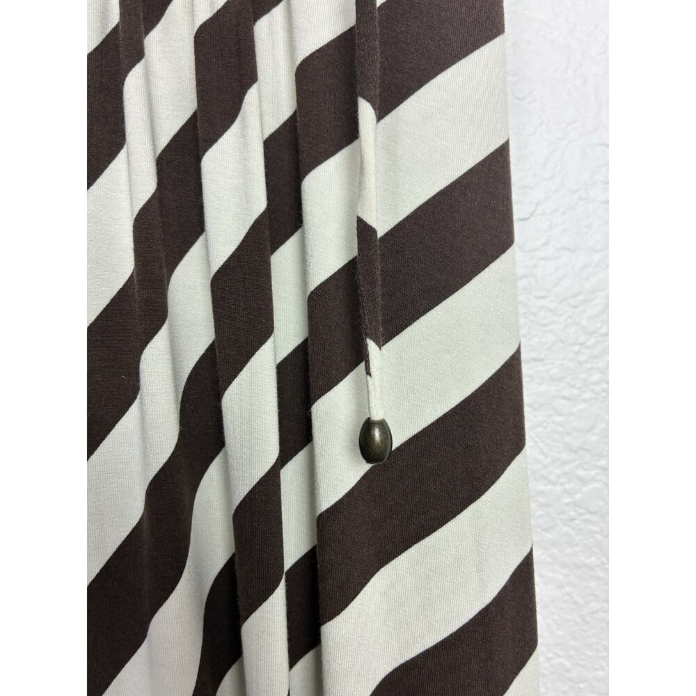 Tommy Bahama Chevron Nautical Striped Maxi Dress Brown Cream Drawstring Waist M - Picture 6 of 10